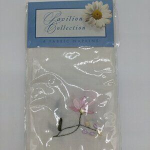 Pavilion Collection 4 Ivory Fabric Napkins Floral Vine Embroidery new in package